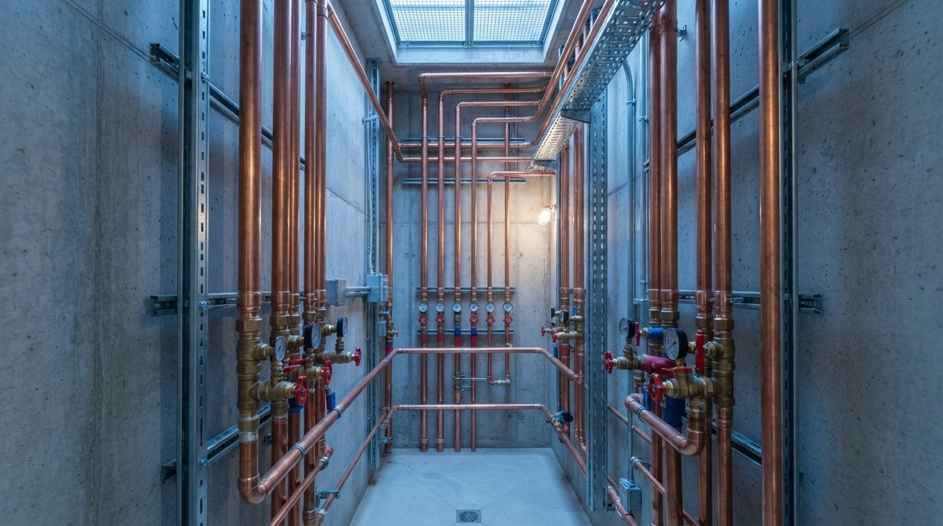 Plumbing riser diagram · P-501 Plumbing riser diagram with cold water, hot water, waste and vent piping